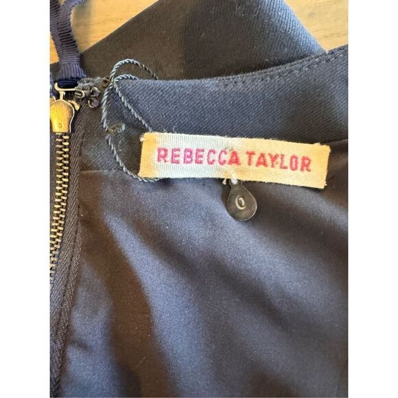 NEW Rebecca Taylor Navy Cap Sleeve Wool Cotton Blend Dress - Picture 6 of 7